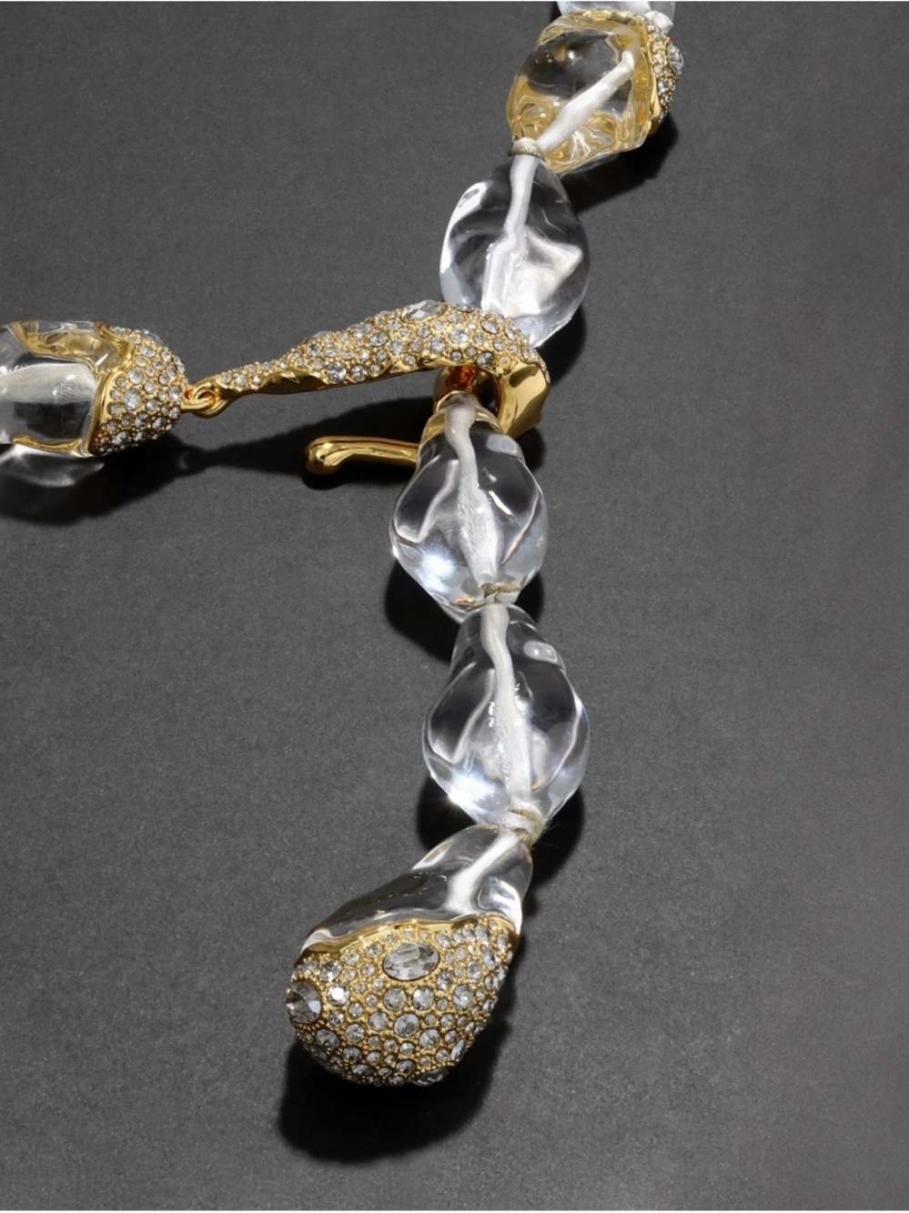 Alexis Bittar Liquid Lucite Crystal Pebble Lariat Necklace - Picture 5 of 5